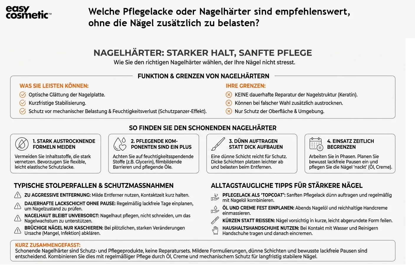 Welche Pflegelacke oder Nagelhärter sind empfehlenswert, ohne die Nägel zusätzlich zu belasten?