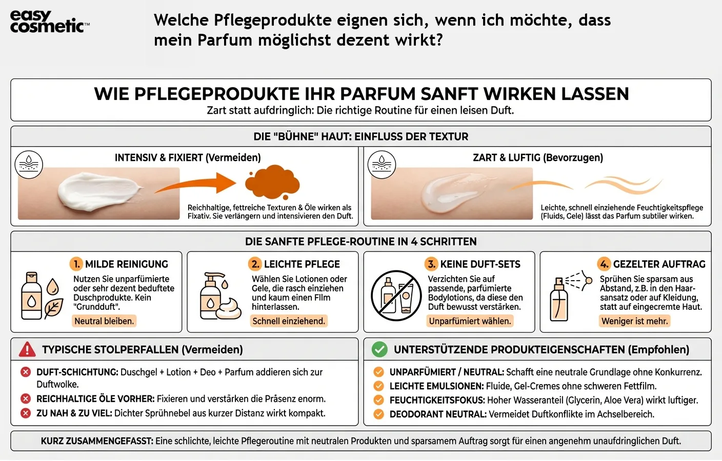 Welche Pflegeprodukte eignen sich, wenn ich möchte, dass mein Parfum möglichst dezent wirkt?