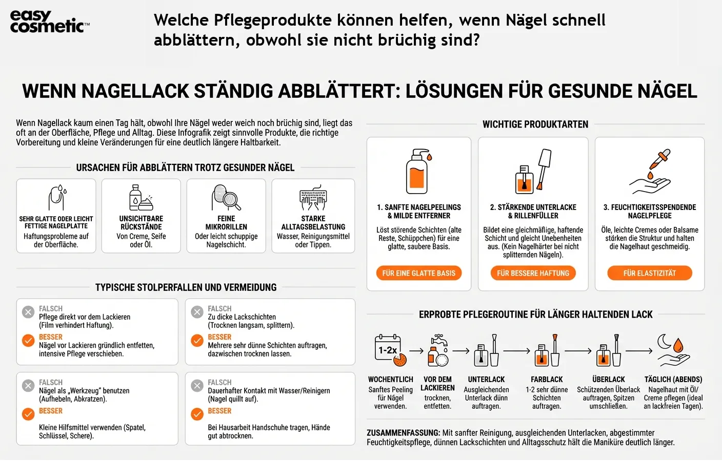 Welche Pflegeprodukte können helfen, wenn Nägel schnell abblättern, obwohl sie nicht brüchig sind?