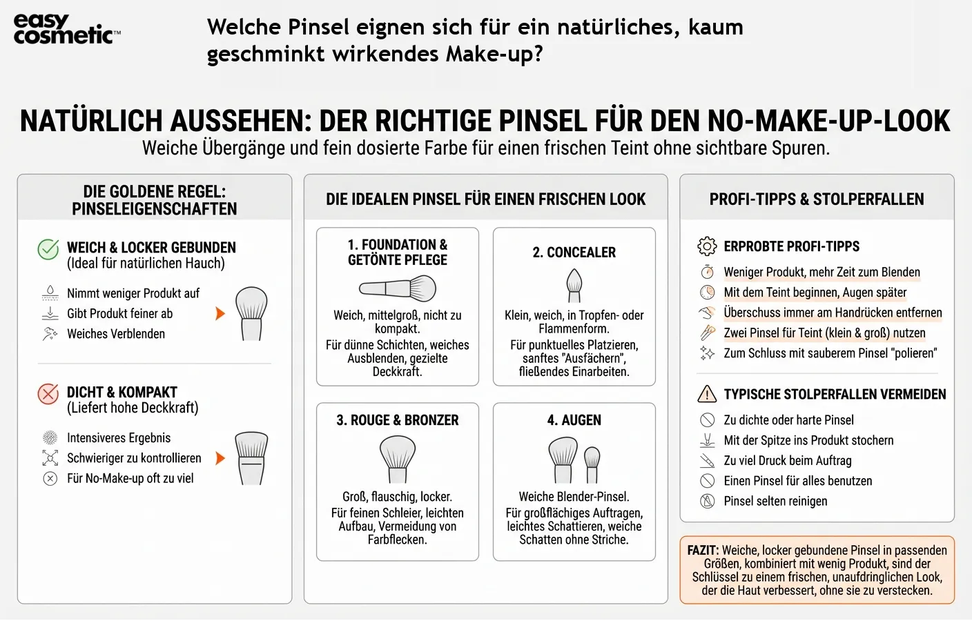 Welche Pinsel eignen sich für ein natürliches, kaum geschminkt wirkendes Make-up?