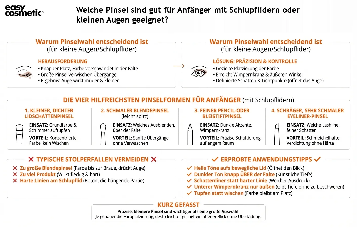 Welche Pinsel sind gut für Anfänger mit Schlupflidern oder kleinen Augen geeignet?