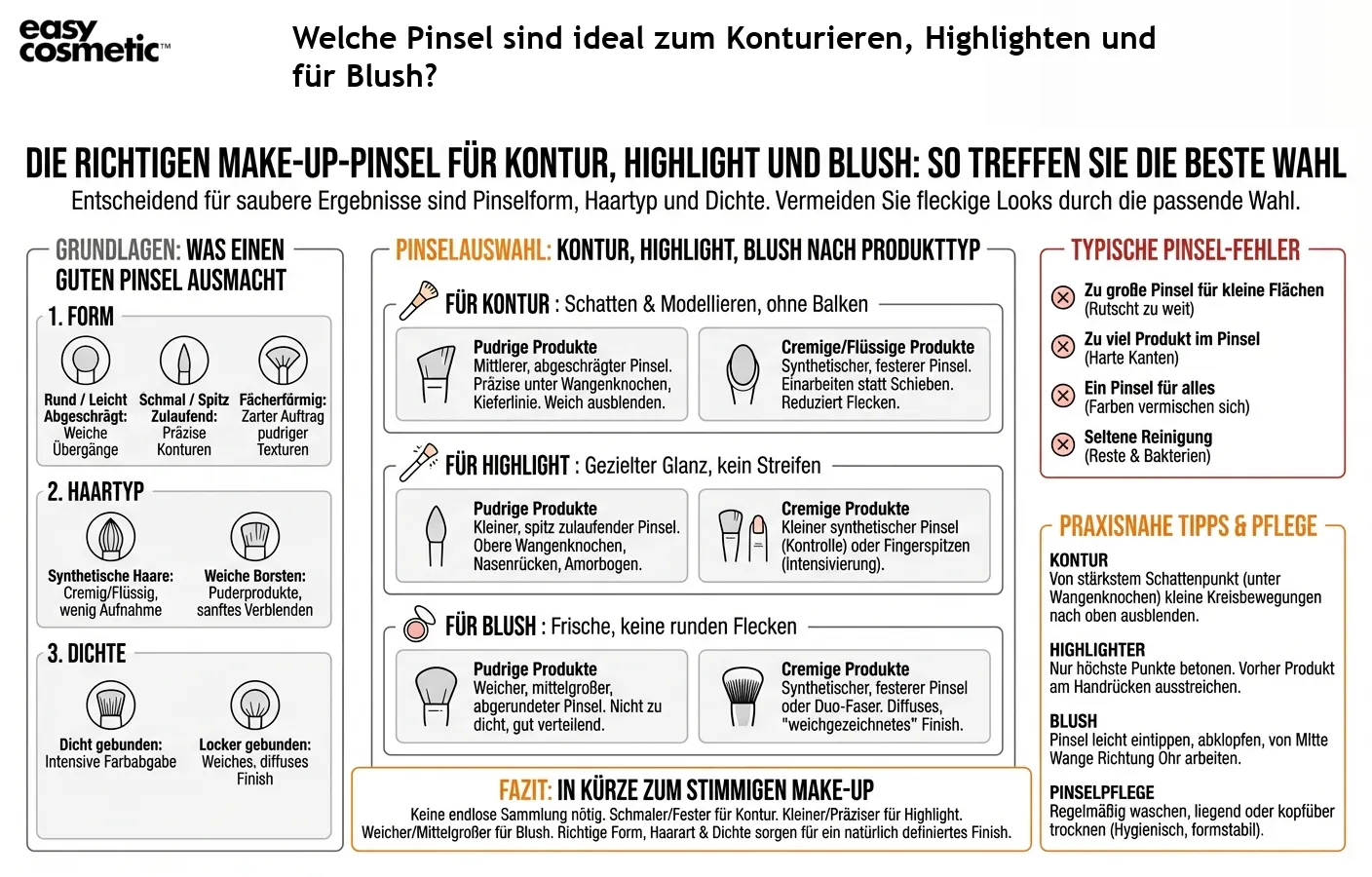 Welche Pinsel sind ideal zum Konturieren, Highlighten und für Blush?