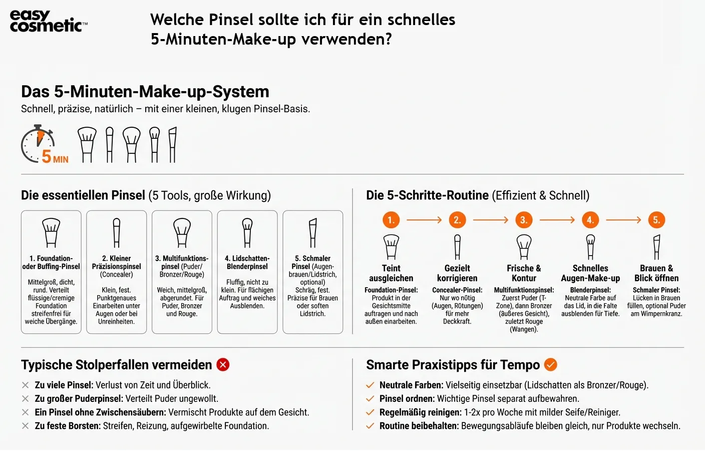 Welche Pinsel sollte ich für ein schnelles 5-Minuten-Make-up verwenden?