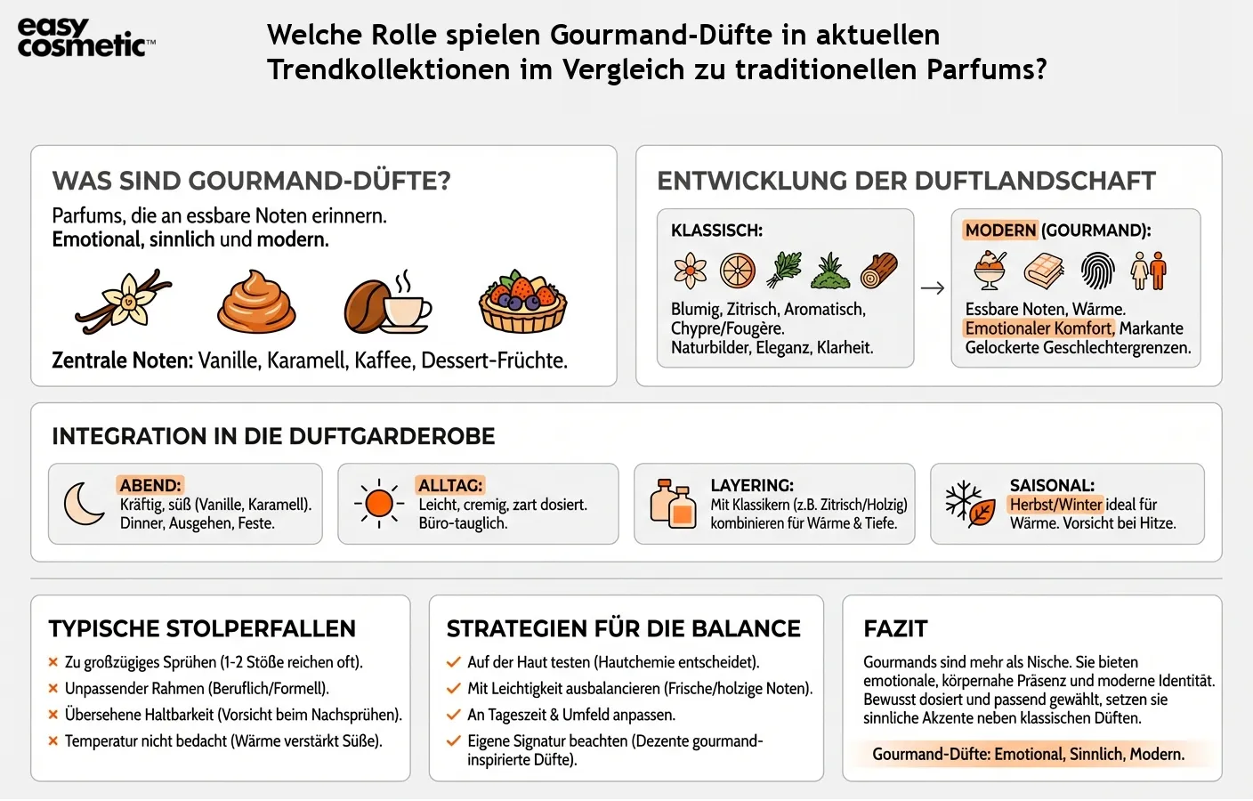 Welche Rolle spielen Gourmand-Düfte in aktuellen Trendkollektionen im Vergleich zu traditionellen Parfums?