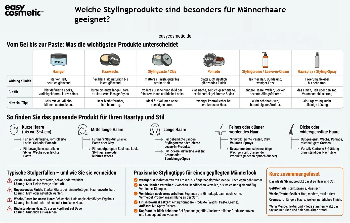 Welche Stylingprodukte sind besonders für Männerhaare geeignet?
