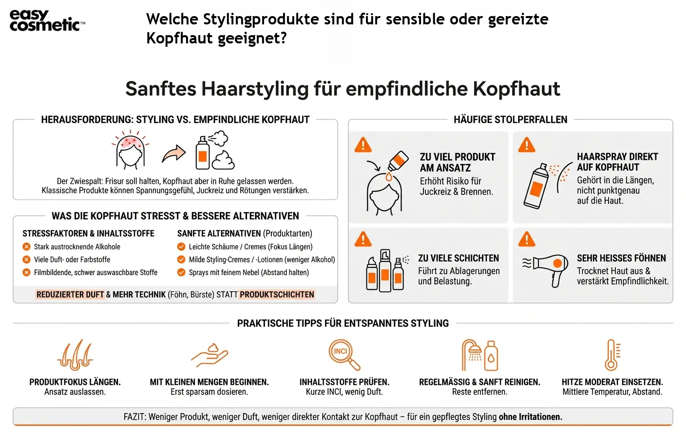 Welche Stylingprodukte sind für sensible oder gereizte Kopfhaut geeignet?
