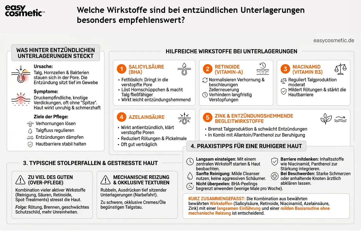 Welche Wirkstoffe sind bei entzündlichen Unterlagerungen besonders empfehlenswert?