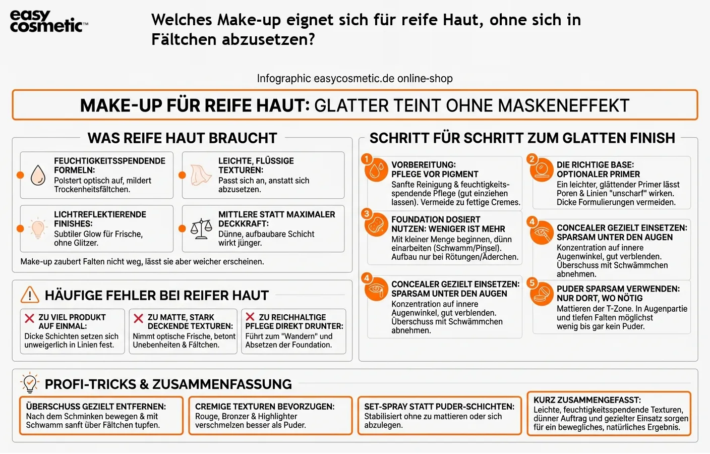 Welches Make-up eignet sich für reife Haut, ohne sich in Fältchen abzusetzen?