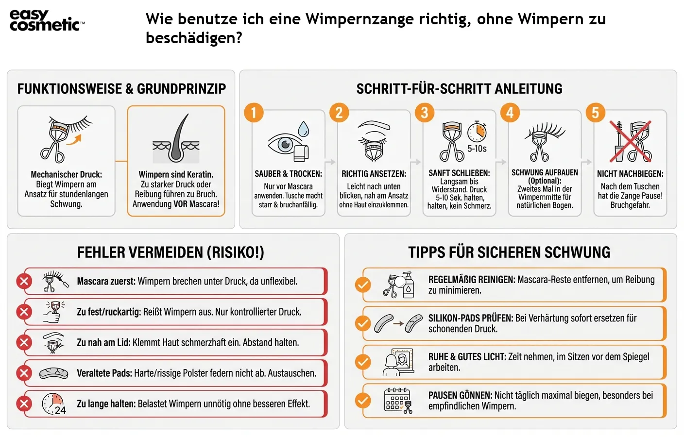 Wie benutze ich eine Wimpernzange richtig, ohne Wimpern zu beschädigen?