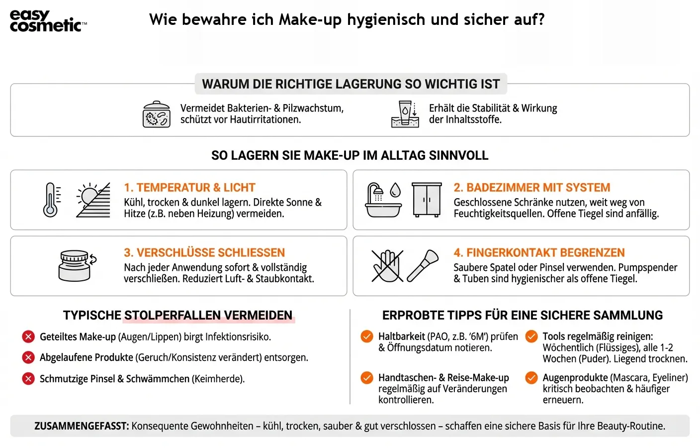 Wie bewahre ich Make-up hygienisch und sicher auf?