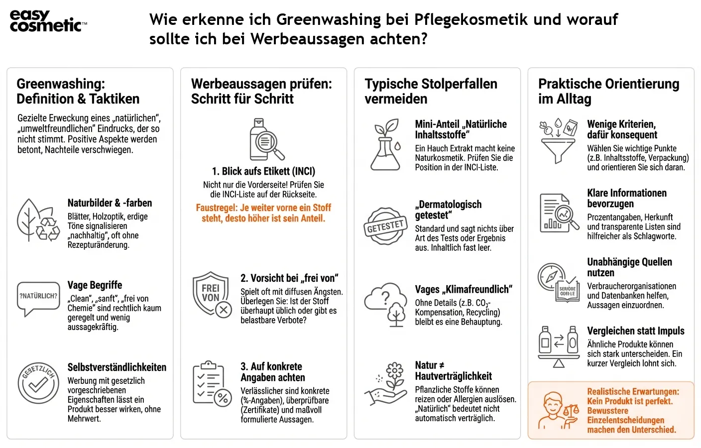 Wie erkenne ich Greenwashing bei Pflegekosmetik und worauf sollte ich bei Werbeaussagen achten?