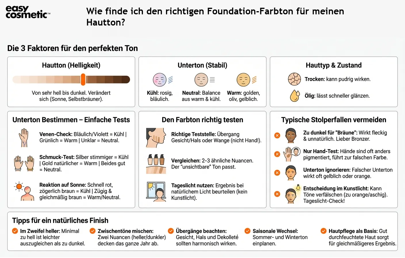Wie finde ich den richtigen Foundation-Farbton für meinen Hautton?