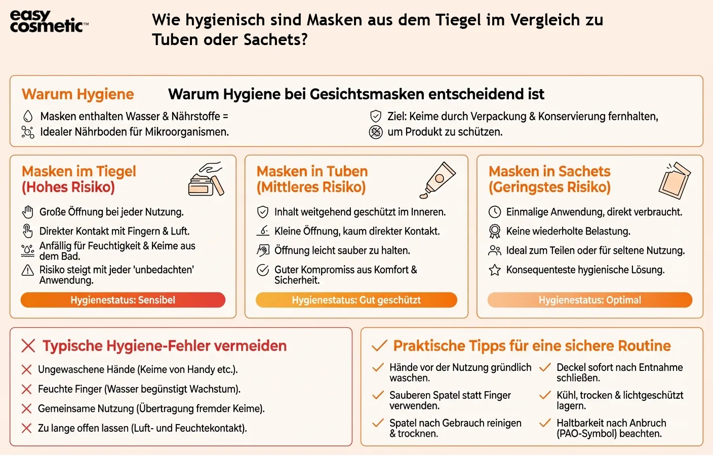 Wie hygienisch sind Masken aus dem Tiegel im Vergleich zu Tuben oder Sachets?