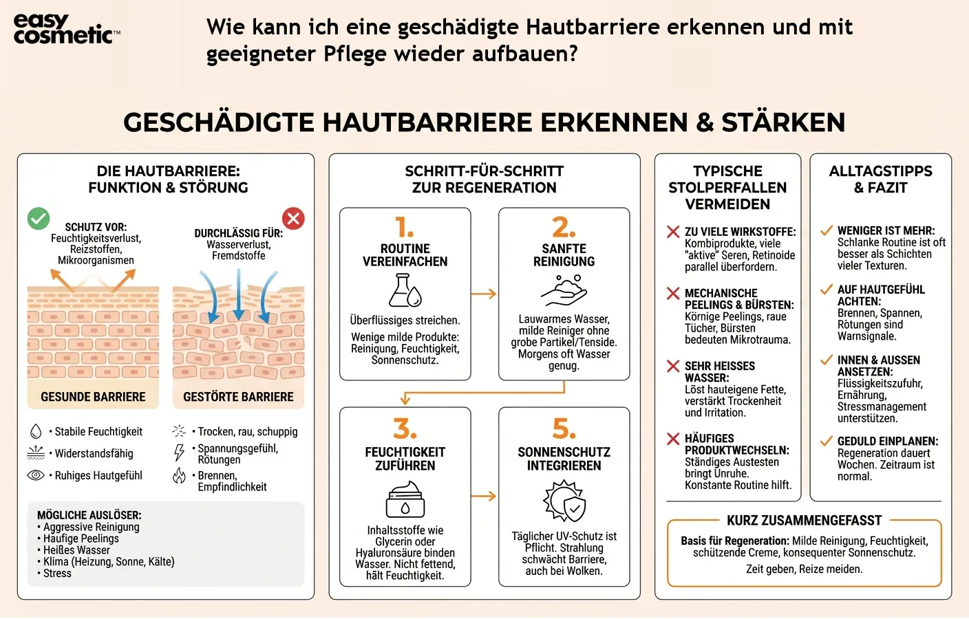 Wie kann ich eine geschädigte Hautbarriere erkennen und mit geeigneter Pflege wieder aufbauen?