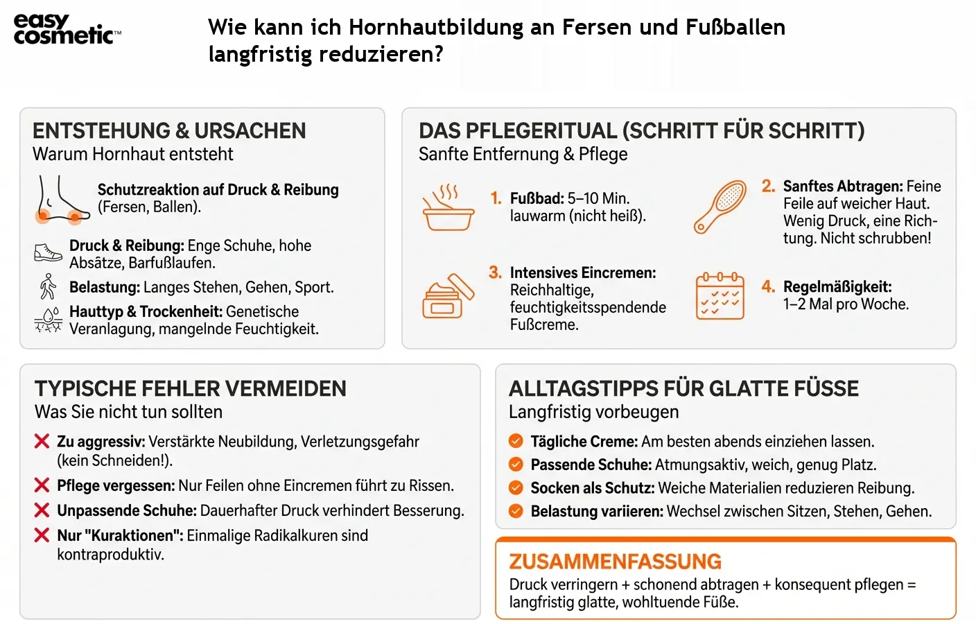 Wie kann ich Hornhautbildung an Fersen und Fußballen langfristig reduzieren?