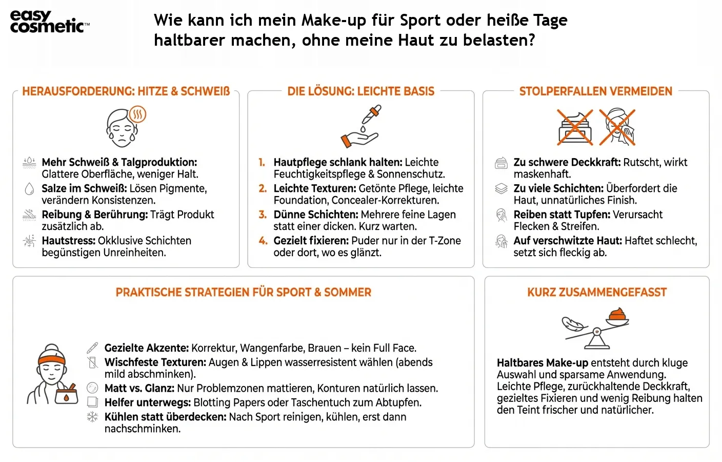 Wie kann ich mein Make-up für Sport oder heiße Tage haltbarer machen, ohne meine Haut zu belasten?