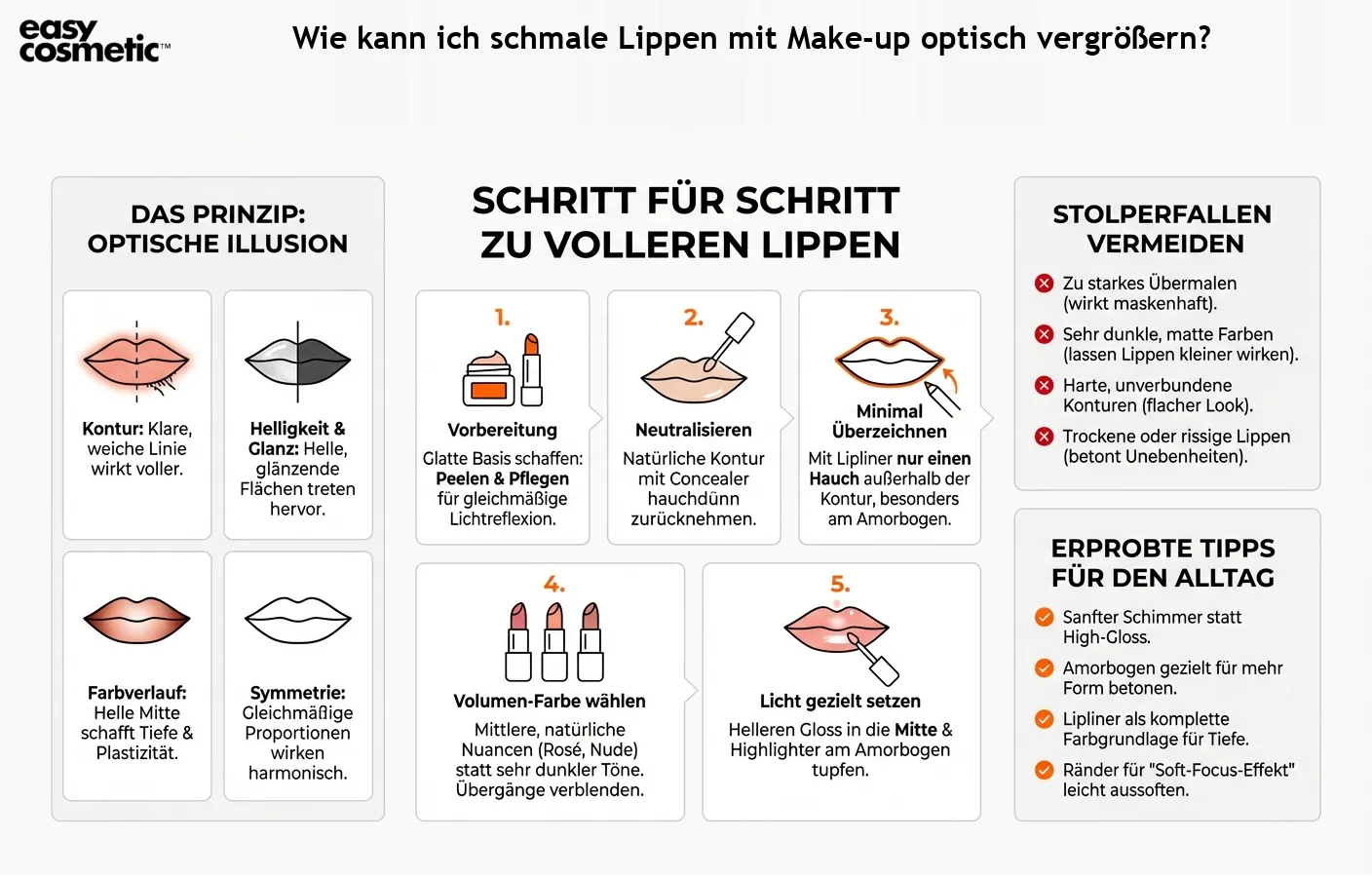 Wie kann ich schmale Lippen mit Make-up optisch vergrößern?