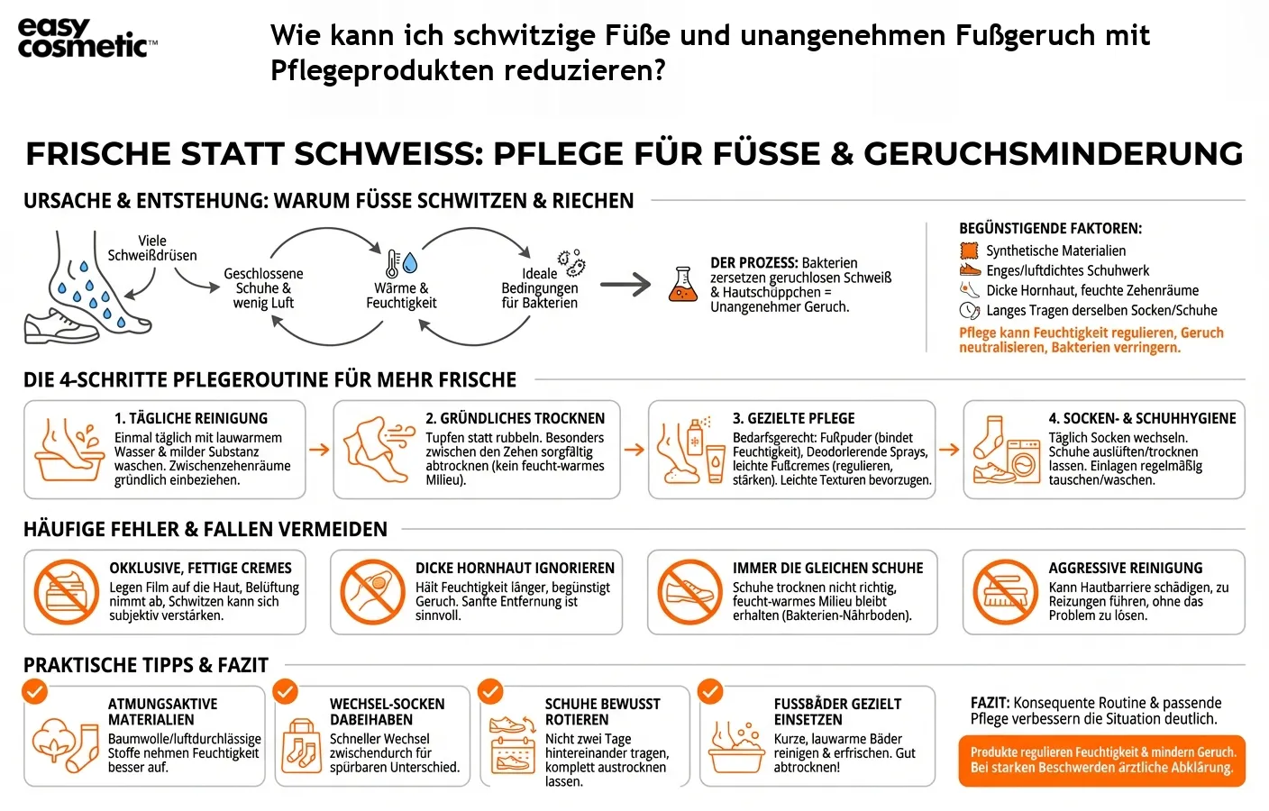 Wie kann ich schwitzige Füße und unangenehmen Fußgeruch mit Pflegeprodukten reduzieren?