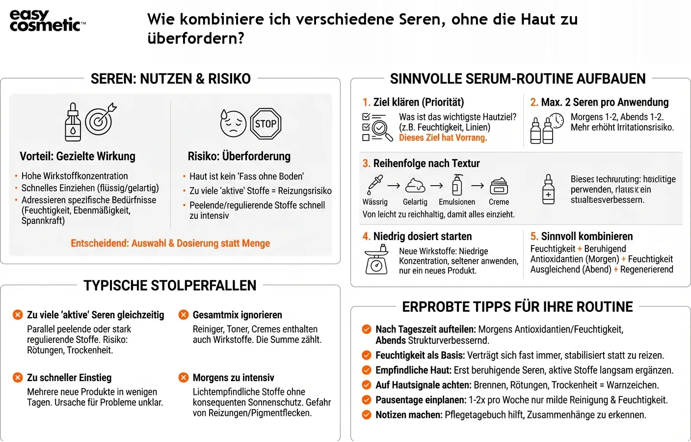 Wie kombiniere ich verschiedene Seren, ohne die Haut zu überfordern?