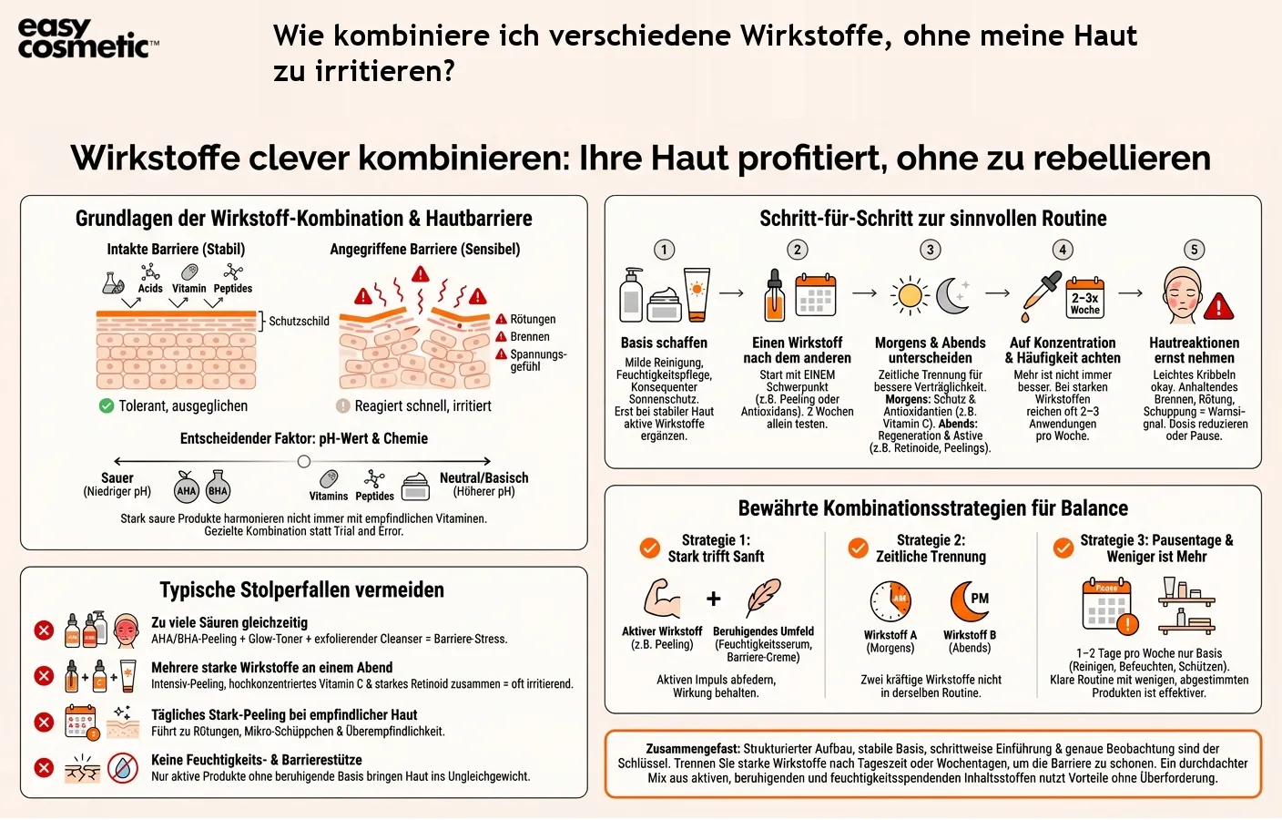 Wie kombiniere ich verschiedene Wirkstoffe, ohne meine Haut zu irritieren?