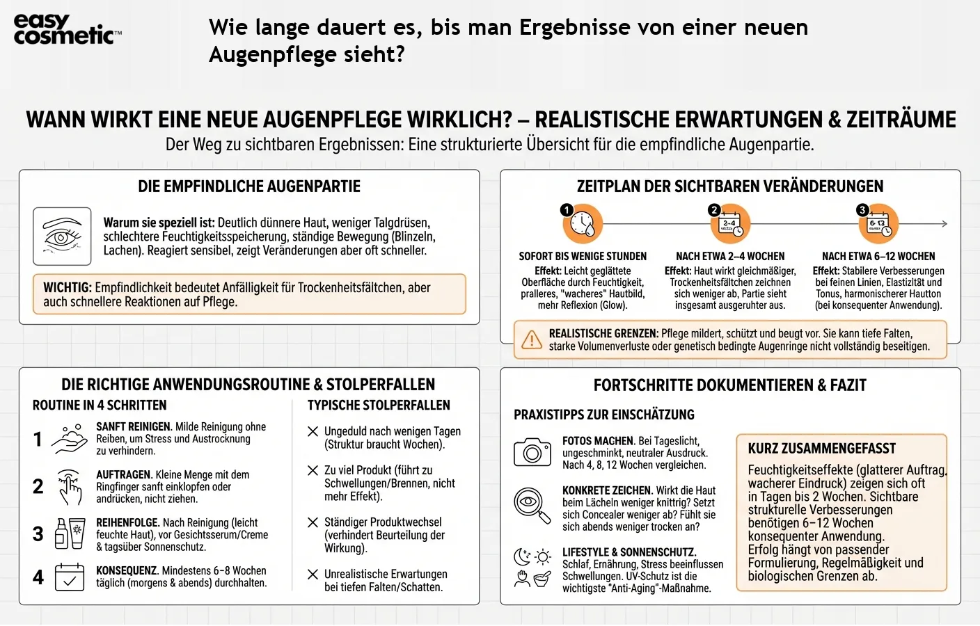 Wie lange dauert es, bis man Ergebnisse von einer neuen Augenpflege sieht?