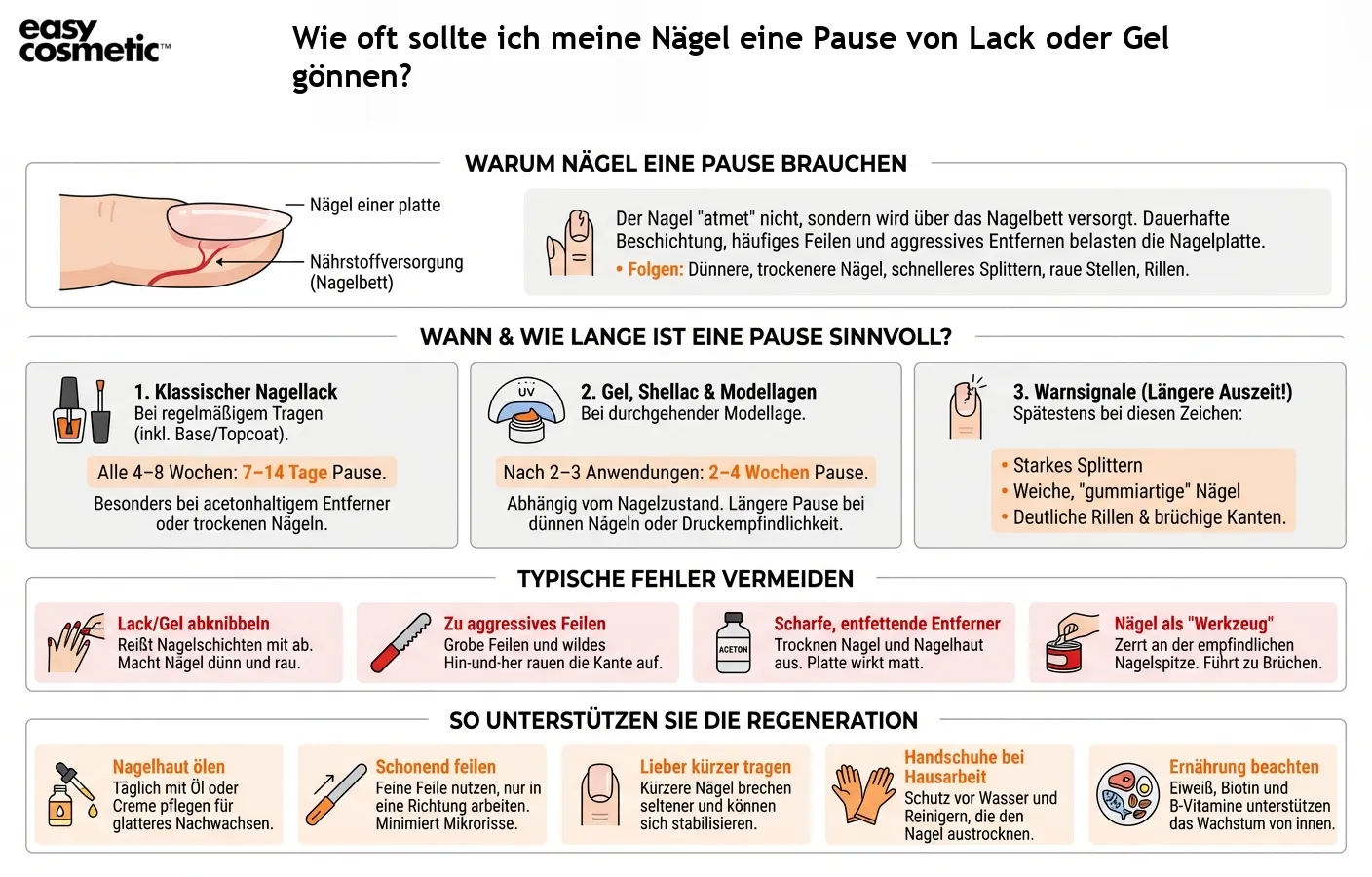 Wie oft sollte ich meine Nägel eine Pause von Lack oder Gel gönnen?