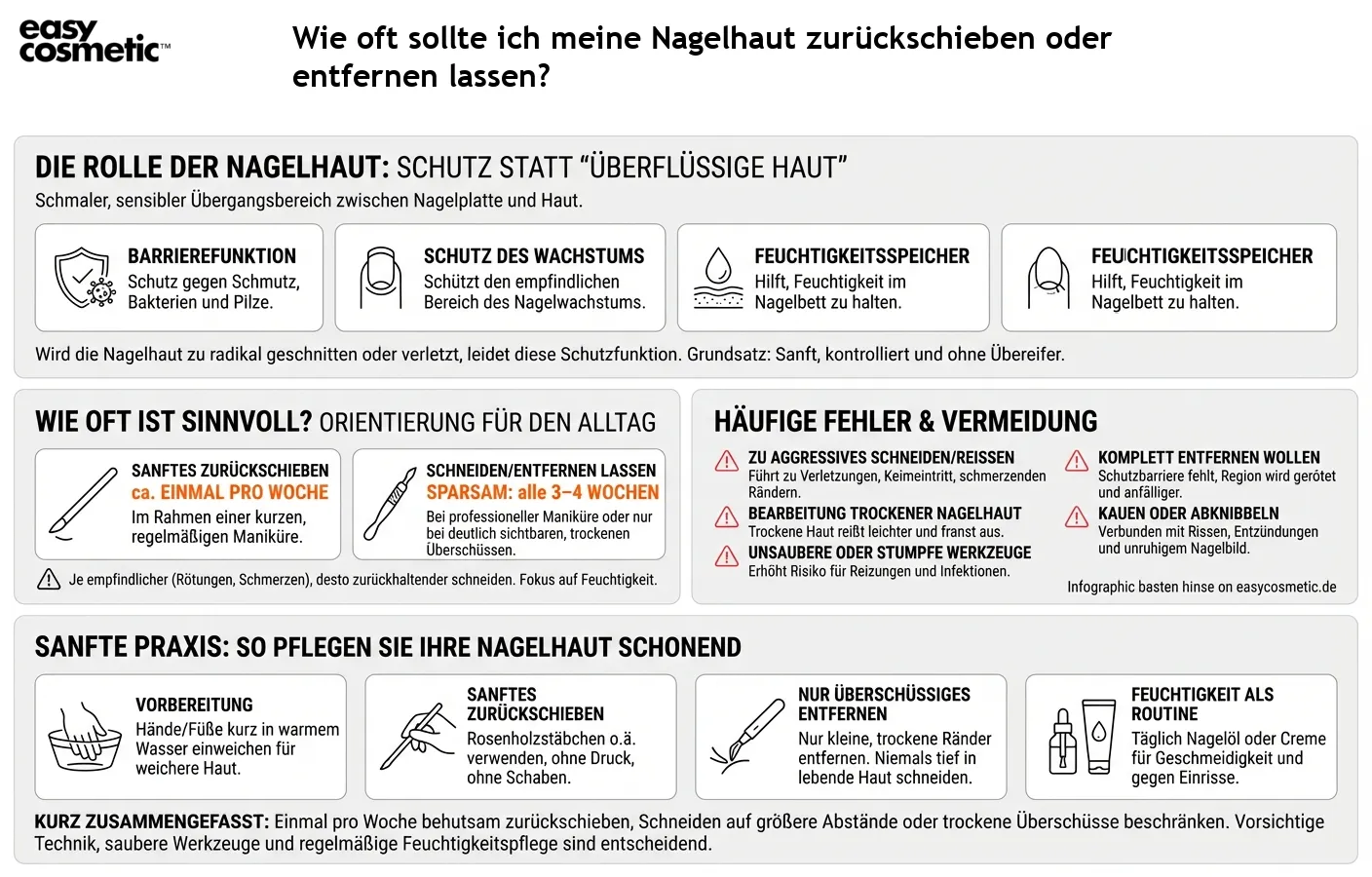 Wie oft sollte ich meine Nagelhaut zurückschieben oder entfernen lassen?