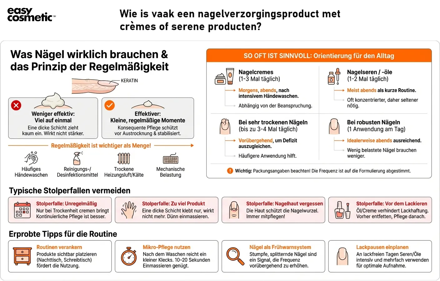 Wie oft sollte man Nagelpflegeprodukte wie Cremes oder Seren anwenden?