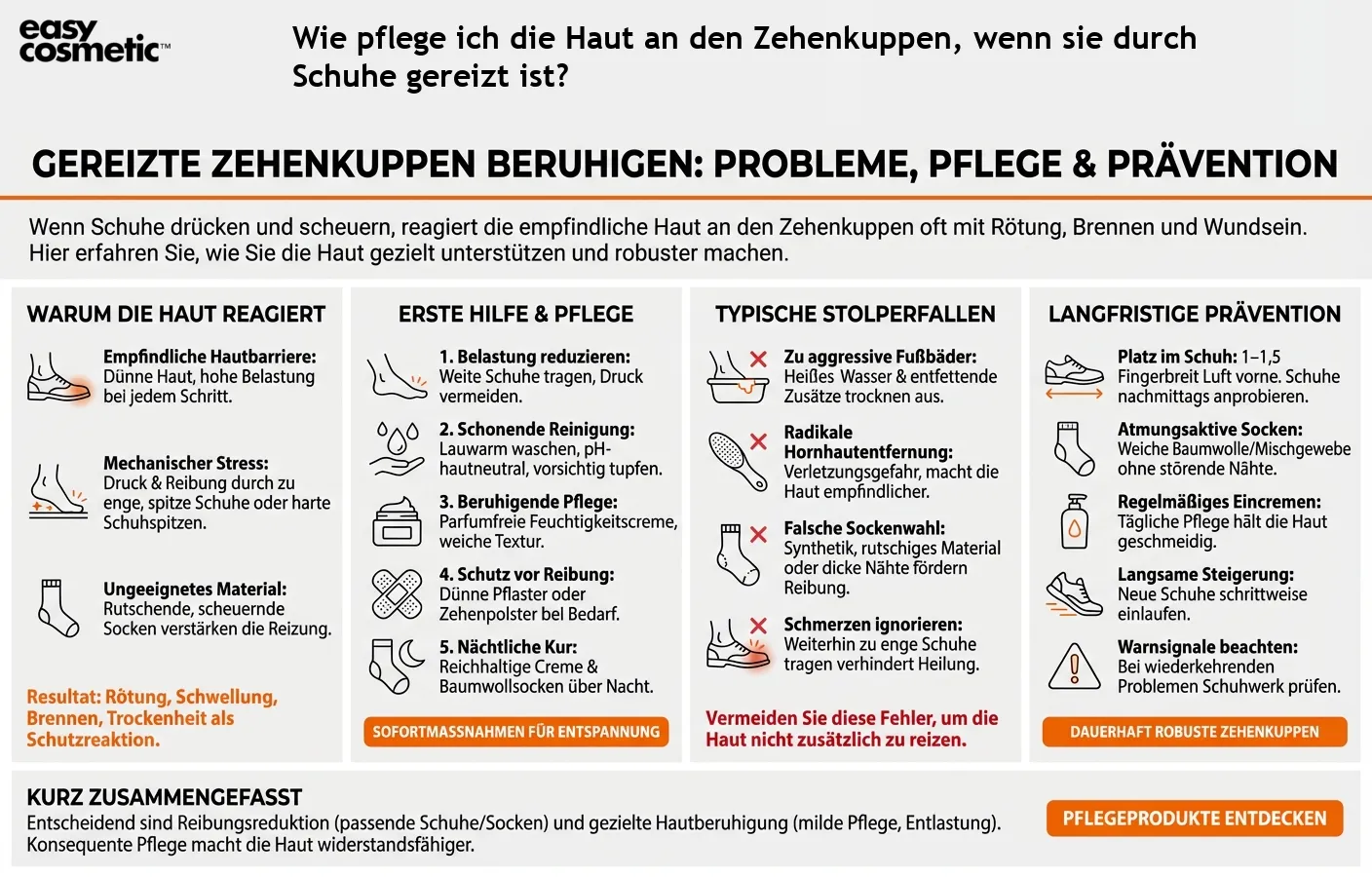 Wie pflege ich die Haut an den Zehenkuppen, wenn sie durch Schuhe gereizt ist?