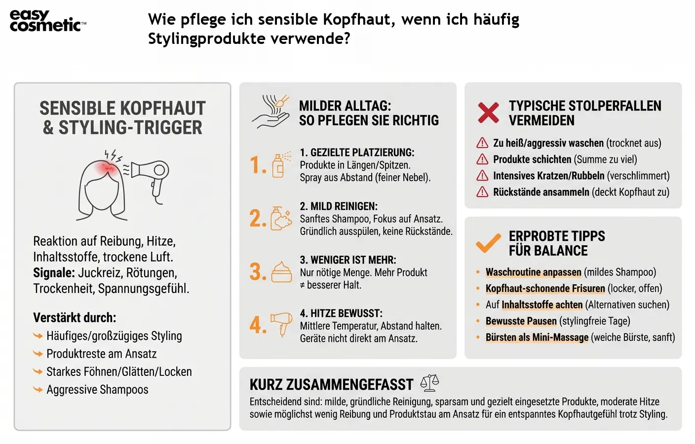Wie pflege ich sensible Kopfhaut, wenn ich häufig Stylingprodukte verwende?