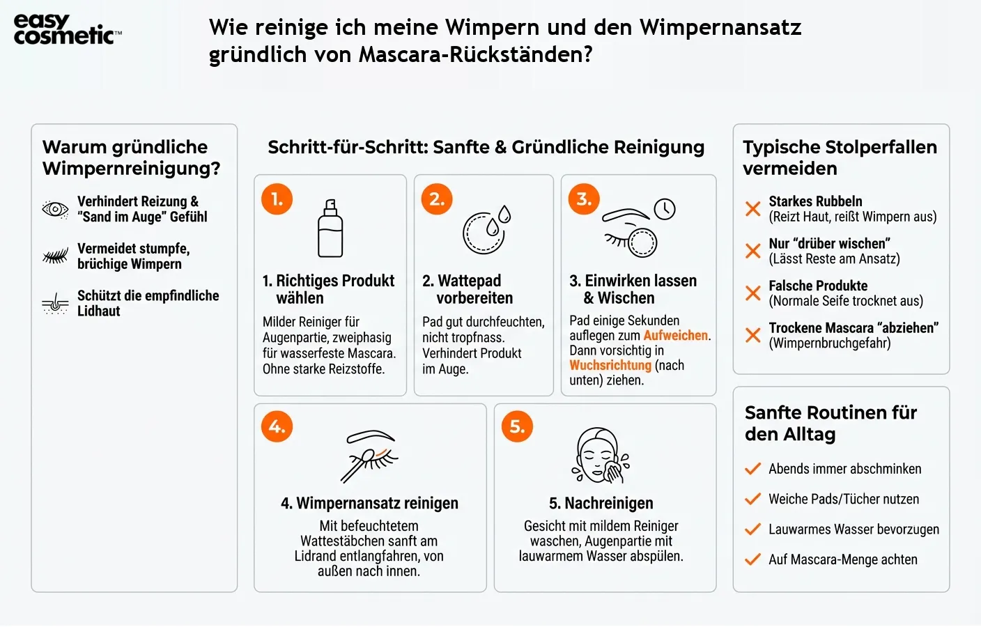 Wie reinige ich meine Wimpern und den Wimpernansatz gründlich von Mascara-Rückständen?