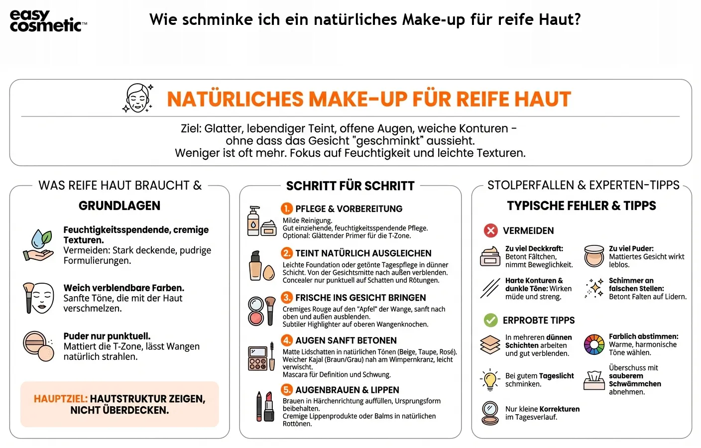 Wie schminke ich ein natürliches Make-up für reife Haut?
