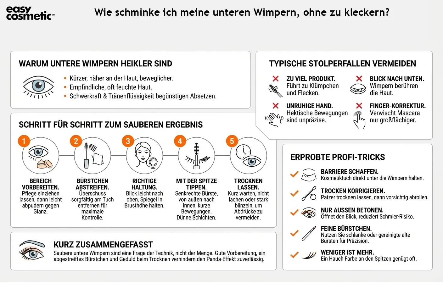 Wie schminke ich meine unteren Wimpern, ohne zu kleckern?