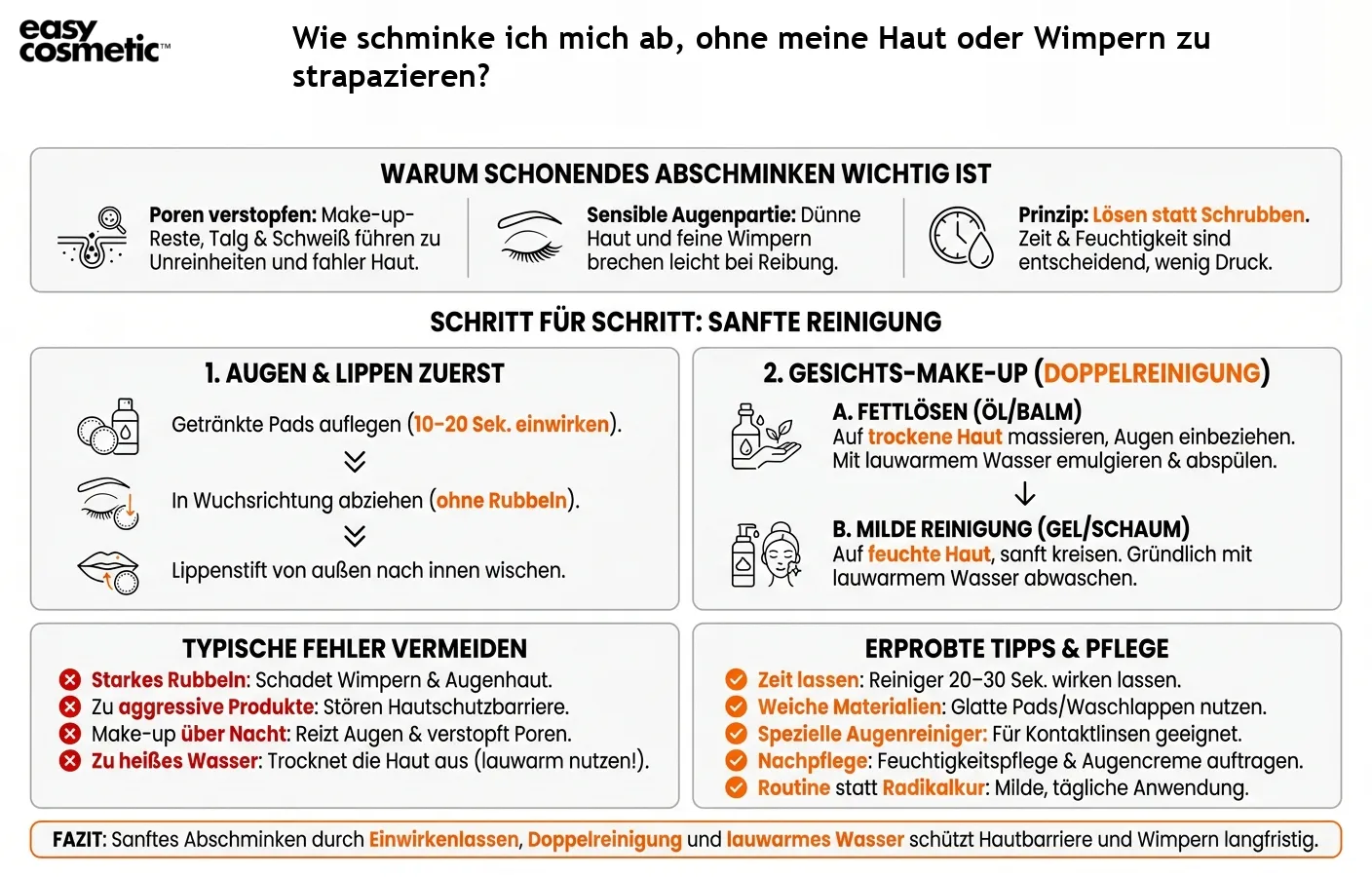 Wie schminke ich mich ab, ohne meine Haut oder Wimpern zu strapazieren?