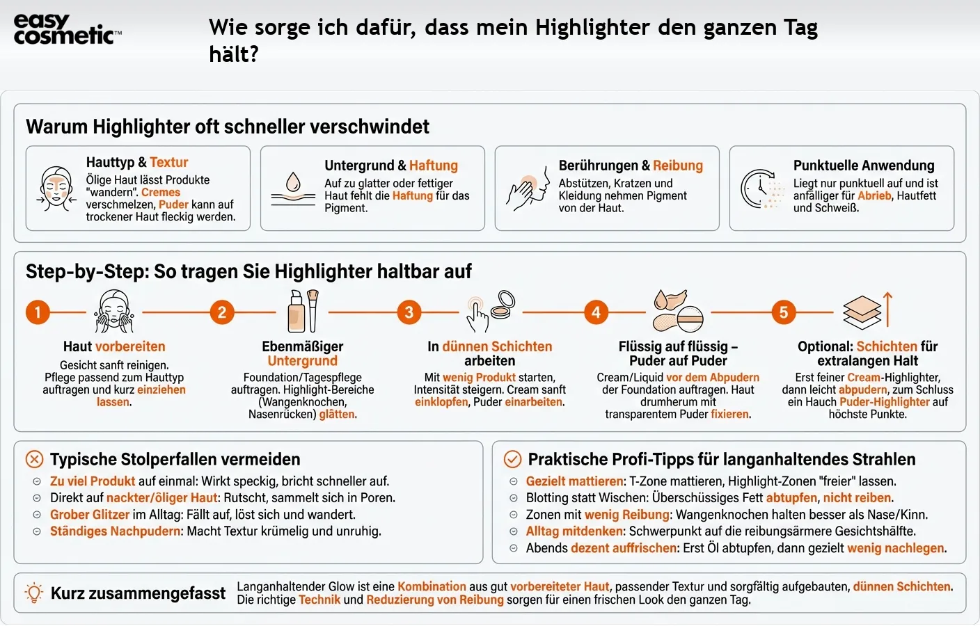 Wie sorge ich dafür, dass mein Highlighter den ganzen Tag hält?