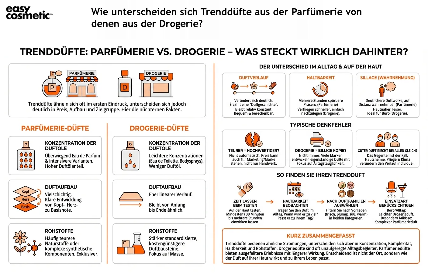 Wie unterscheiden sich Trenddüfte aus der Parfümerie von denen aus der Drogerie?