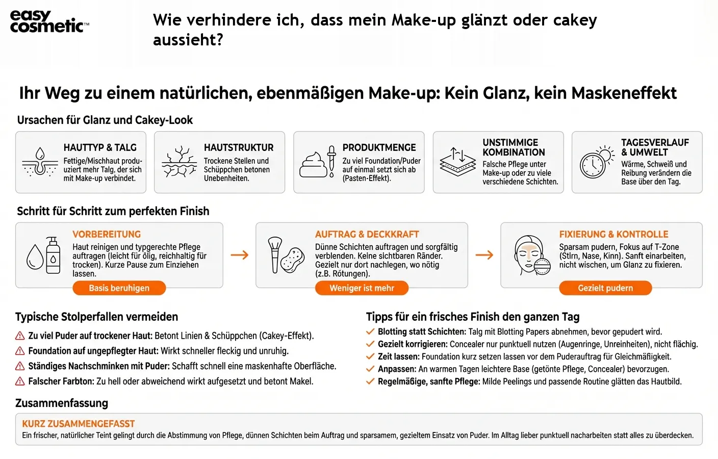 Wie verhindere ich, dass mein Make-up glänzt oder cakey aussieht?