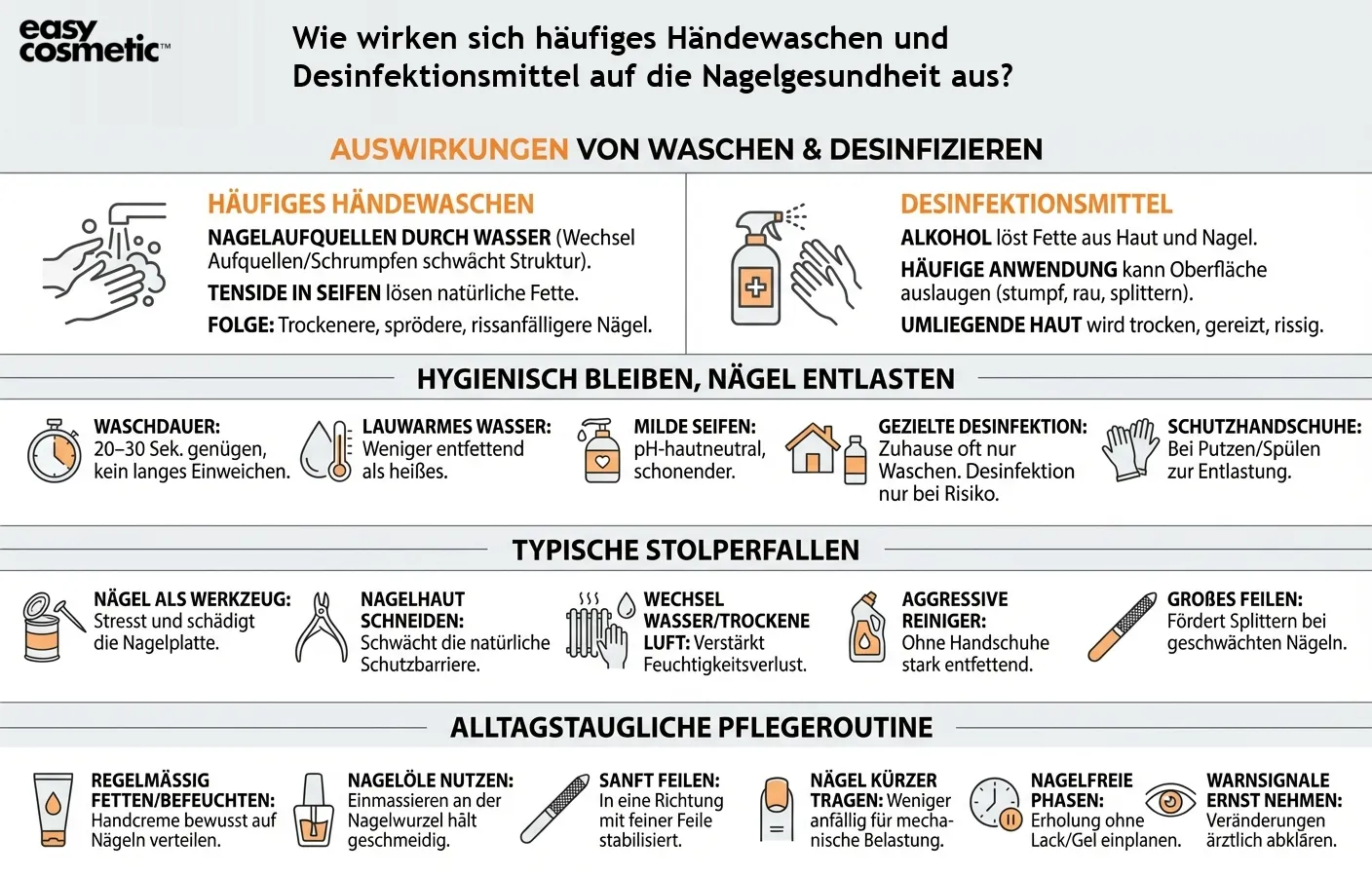 Wie wirken sich häufiges Händewaschen und Desinfektionsmittel auf die Nagelgesundheit aus?