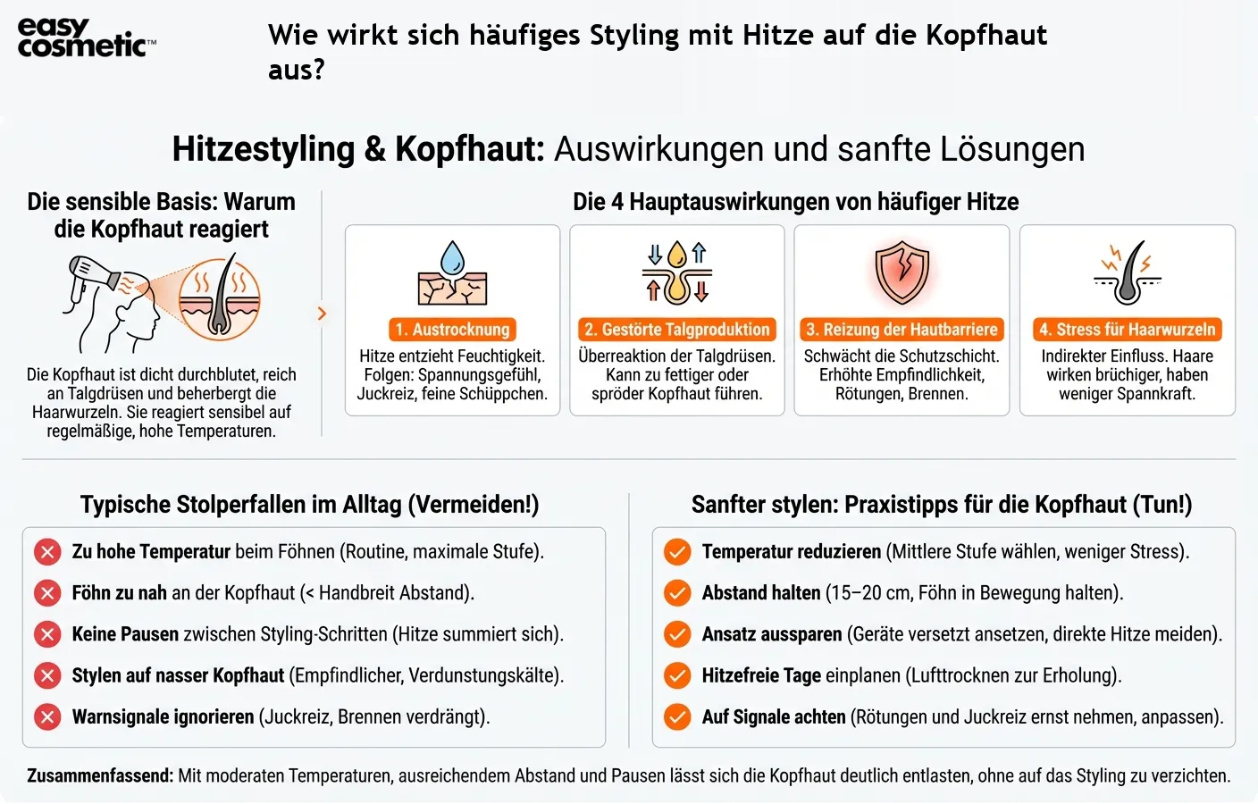 Wie wirkt sich häufiges Styling mit Hitze auf die Kopfhaut aus?