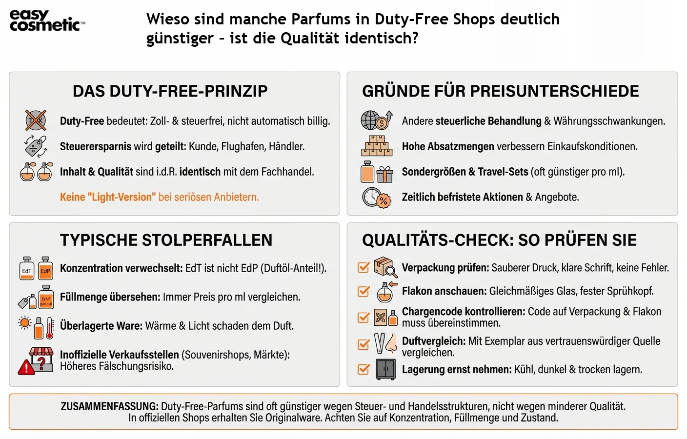 Wieso sind manche Parfums in Duty-Free Shops deutlich günstiger – ist die Qualität identisch?