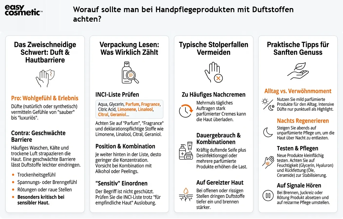 Worauf sollte man bei Handpflegeprodukten mit Duftstoffen achten?